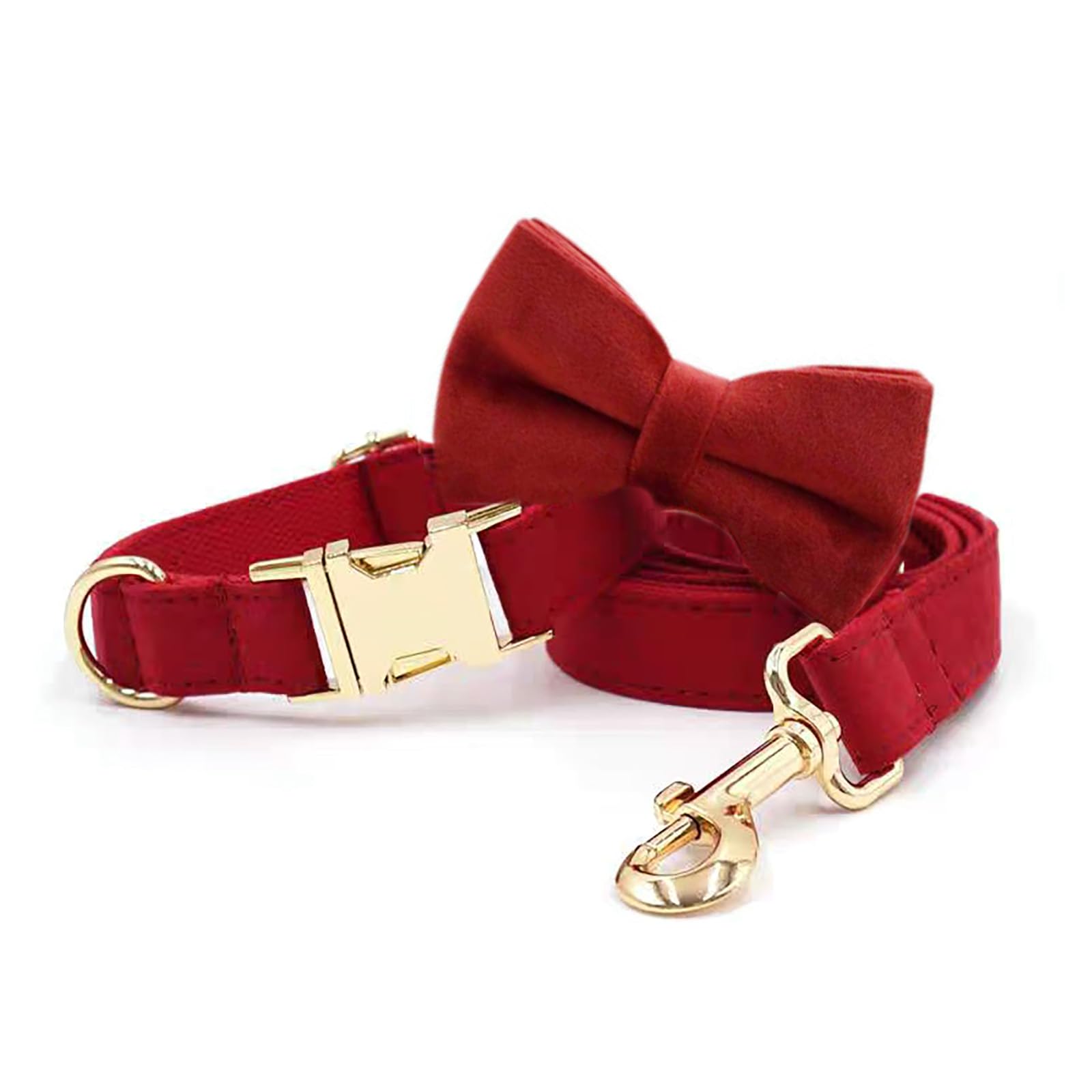 Ensemble collier et laisse à pois nœud papillon réglable chien