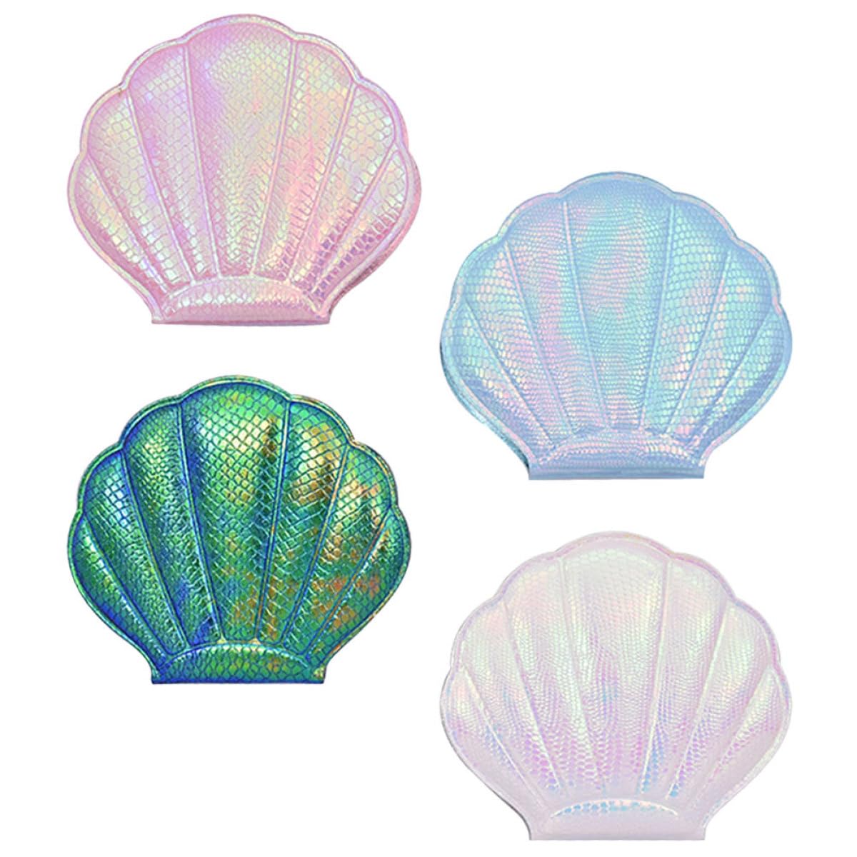 Clearlin 4pcs Double-sided Shell Compact Mirrors Set Small Foldable Travel Makeup Mirrors with Wear-resistant Surface Portable Handheld for Outdoor Cosmetics and Travel Accessories