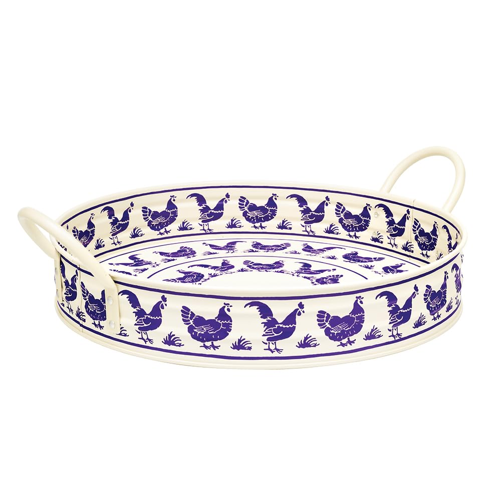 Emma Bridgewater - Blue Hens Large Handle Tin Tray 390 (d) x 60 mm