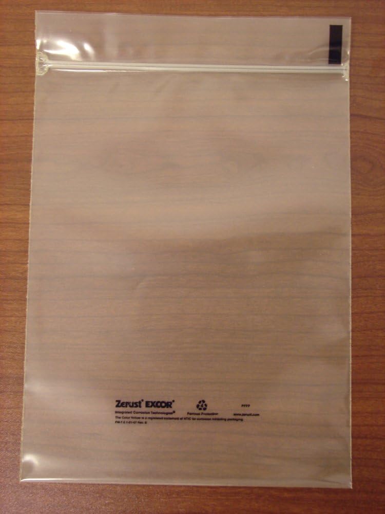 Zerust Rust Prevention Multipurpose Poly Bag with Zip Closure with Corrosion Prevention and Protection - 6" x 8"- Pack of 20 - Made in the USA