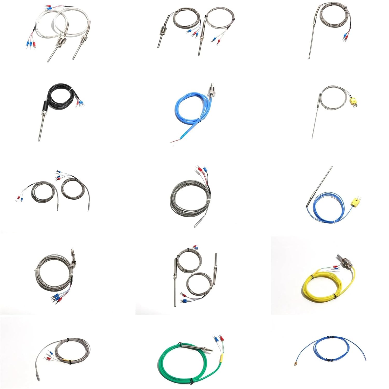 1PC M8 Screw Thermocouple K J E PT100 Type 50/100/150/200mm Probe Temperature Sensor for Temperature Controller(Length 1m M8 J,50mm)