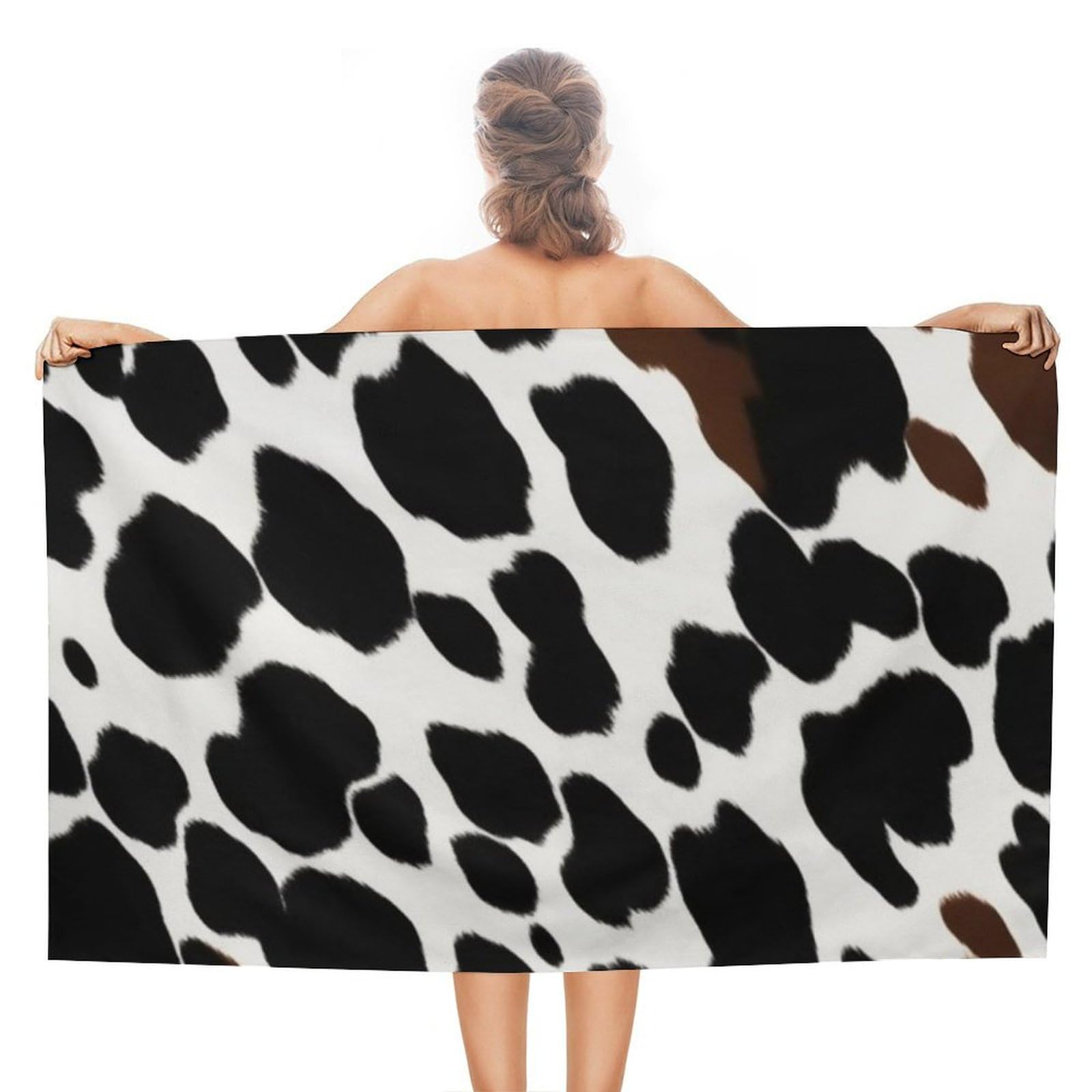LSRCPD Beach Towels Animal Skin Cow Bath Swimming Gym Swim For Adults Women 80X130Cm