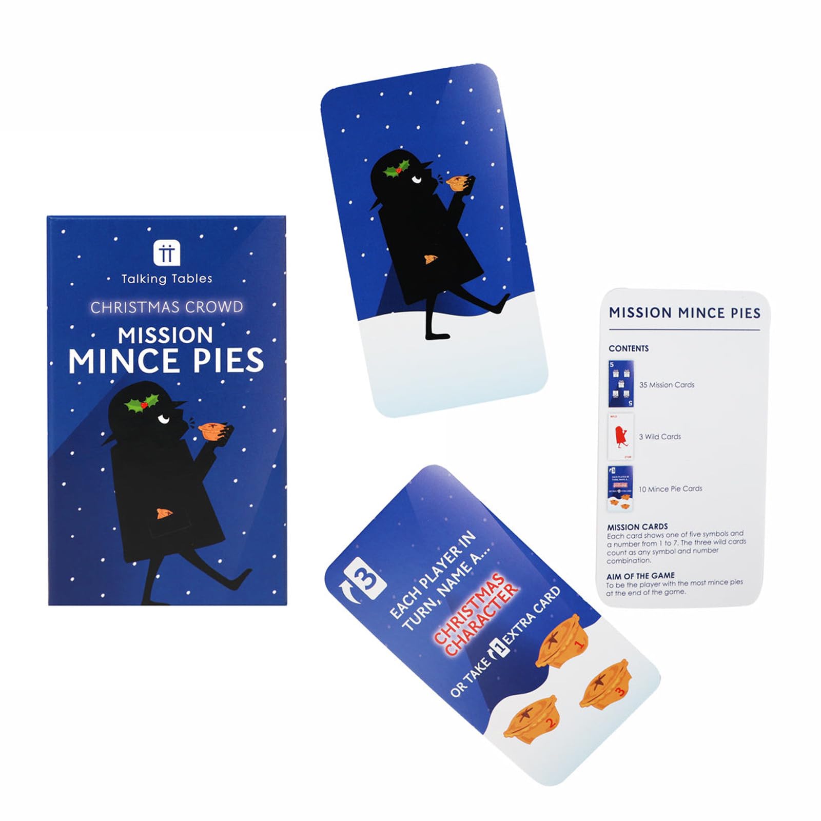 Talking Tables Mince Spies Christmas Game for Kids Xmas Activity Stocking Filler Festive Season Spy Coaster Game, 18 Pie-Shaped Missions for Dinner Party Fun, 3+ Players, Ages 14+