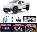 Cybertruck Remote Control Car with Light Effect 2.4 GHZ Dual Motor Steering Adjustment Dual Batteries RC Car for Kids Age for 3+