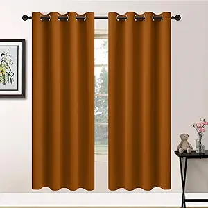 Yakamok Burnt Orange Blackout Curtains-Room Darkening Orange Thermal Insulated Grommet Set of 2 Panels for Bedroom Living Room, 52W x 72L, 2 Drapes
