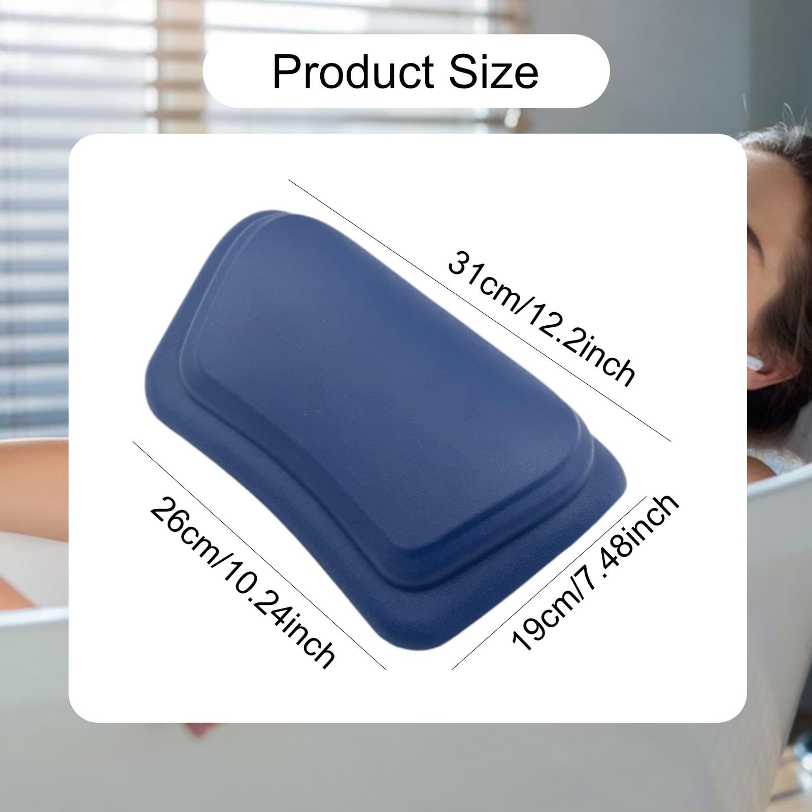 Cuscino Vasca Da Bagno Testiera Ergonomica PU Morbida Poggiatesta Ventosa Accessorio Vasca Sostegno Collo Adulti Adatto per Bagno Spa Casa, Blu Reale