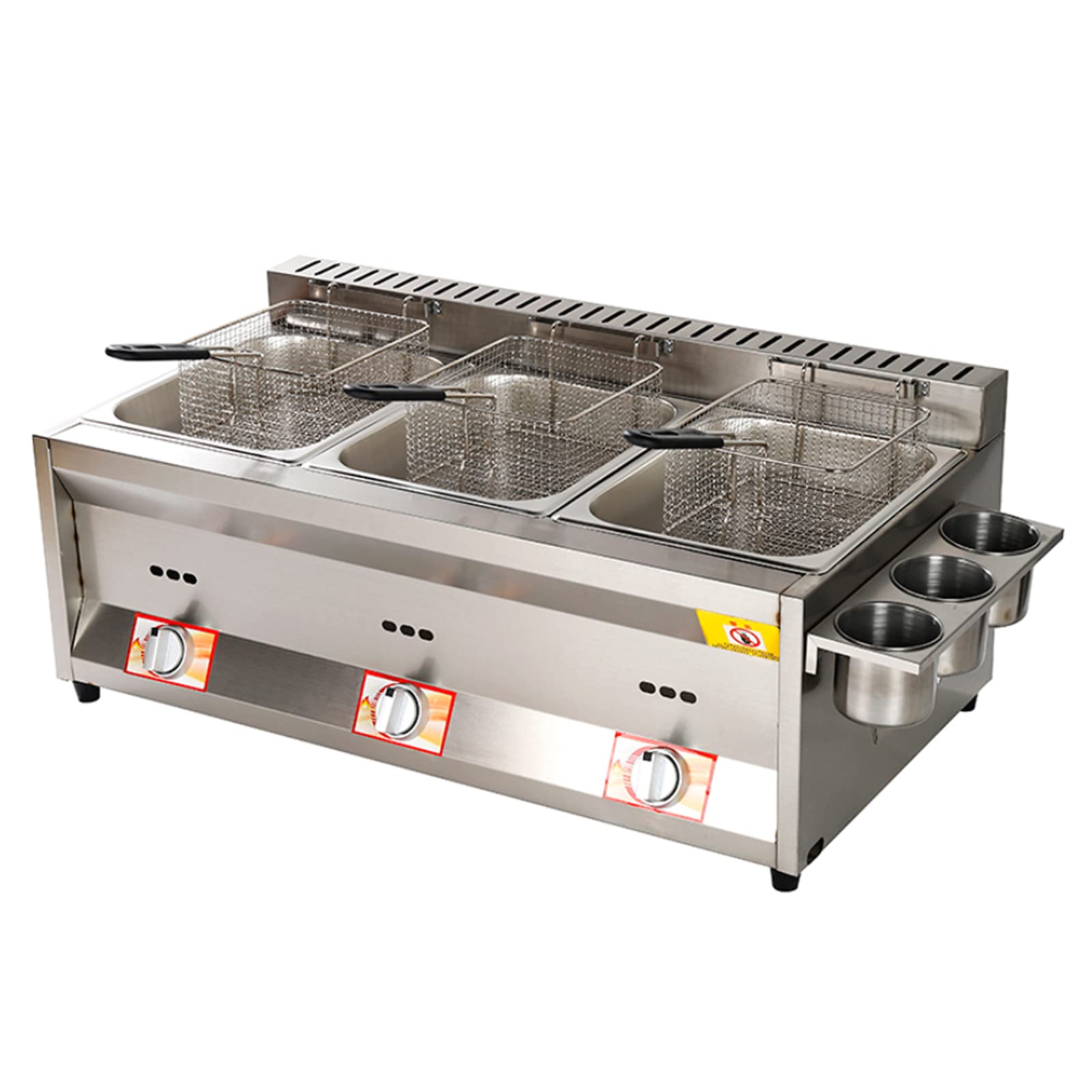 Deep Fryer Friggitrice a Gas da 22 Litri, da banco in Acciaio Inossidabile Leggero Commerciale, accensione Elettronica a impulsi Antiscivolo, Risparmio energetico, Facile da Pulire