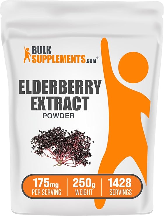 BulkSupplements.com Elderberry Extract Powder - Elderberry Supplements, from Black Elderberry - for Immune Support, Gluten Free - 175mg per Serving, 250g (8.8 oz) (Pack of 1) BulkSupplements.com Elderberry Extract Powder - Elderberry Supplements, from Black Elderberry - for Immune Support, Gluten Free - 175mg per Serving, 250g (8.8 oz) (Pack of 1)