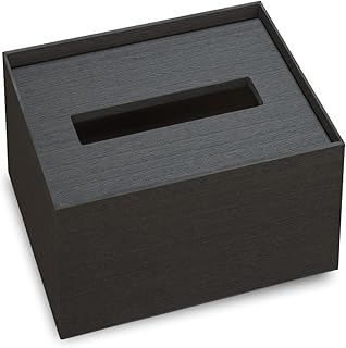TATSU-CRAFT(タツクラフト) バスク ティッシュボックス スクエア S ハーフ ブラック BK 木製 デザイン インテリア ティッシュケース 家庭用 オフィス用 シンプル モダン おしゃれ キッチン リビング ダイニング 収納