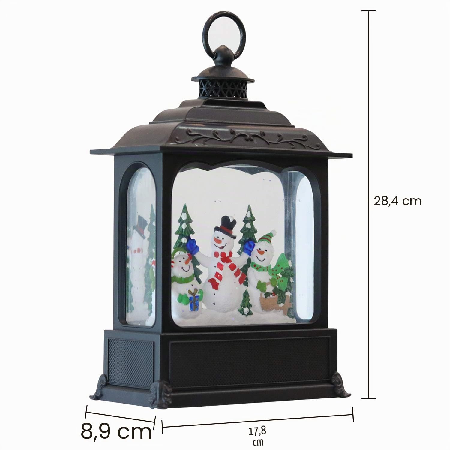 Eldnacele Lanterne Musicale en Forme de Boule à Neige avec minuterie, allumée par USB/Piles, tourbillonnante, Eau Scintillante, Lanterne Boule à Neige pour Adultes et Enfants, décoration de Noël -
