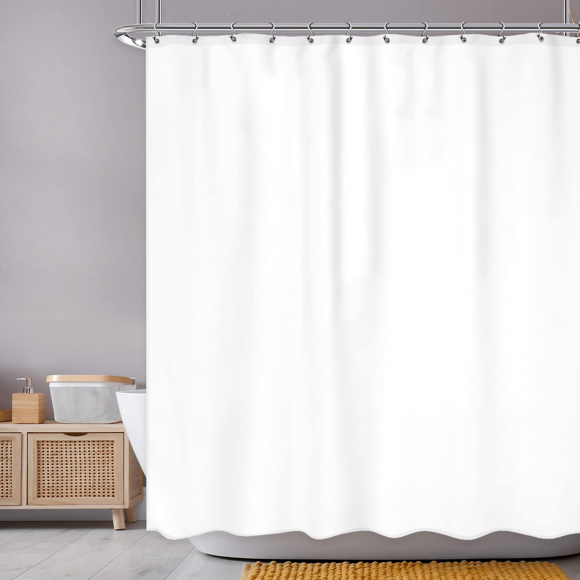 Newsely Modern Abstract Shower Curtain 60Wx72H Inch Farm Cute Green Leaves Plants Spring Shower Curtain Bathroom Set Aesthetic Nature Botanical Flower Waterproof Bath Decoration Accessories Home Decor — image 1