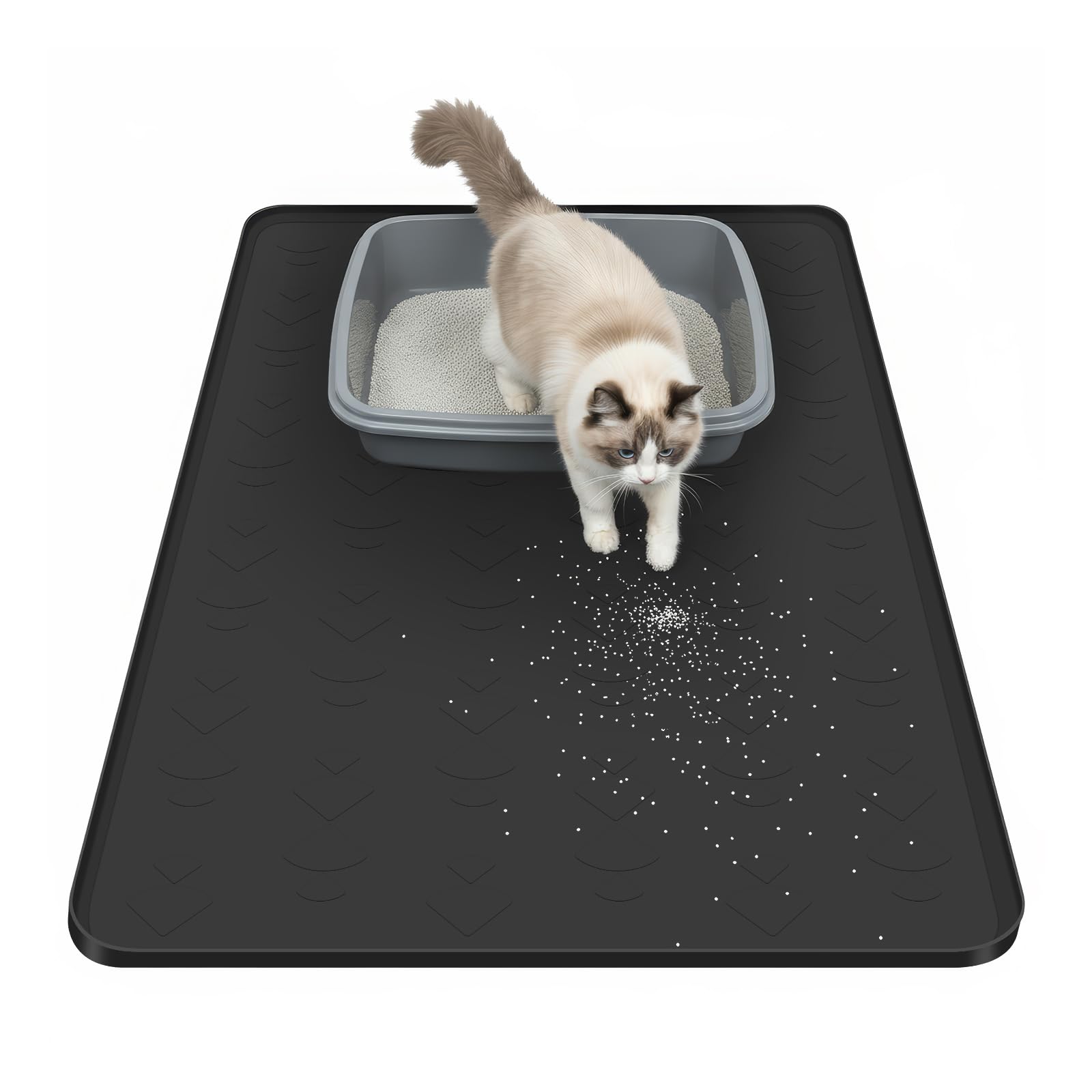 Mittimiya 86 x 56 cm Tappeto Lettiera Gatto xxl, tappetino in silicone alimentare, impermeabile, antistrappo e facile da pulire, per cassetto della lettiera, per camini con diversi gatti