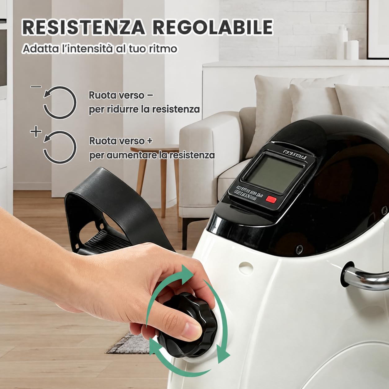Pedaliera per Anziani ed Esercizi Leggeri da Seduti, Mini Cyclette Compatta per Casa e Ufficio, Pedaliera per Braccia e Gambe, Resistenza Regolabile, Pedali Antiscivolo