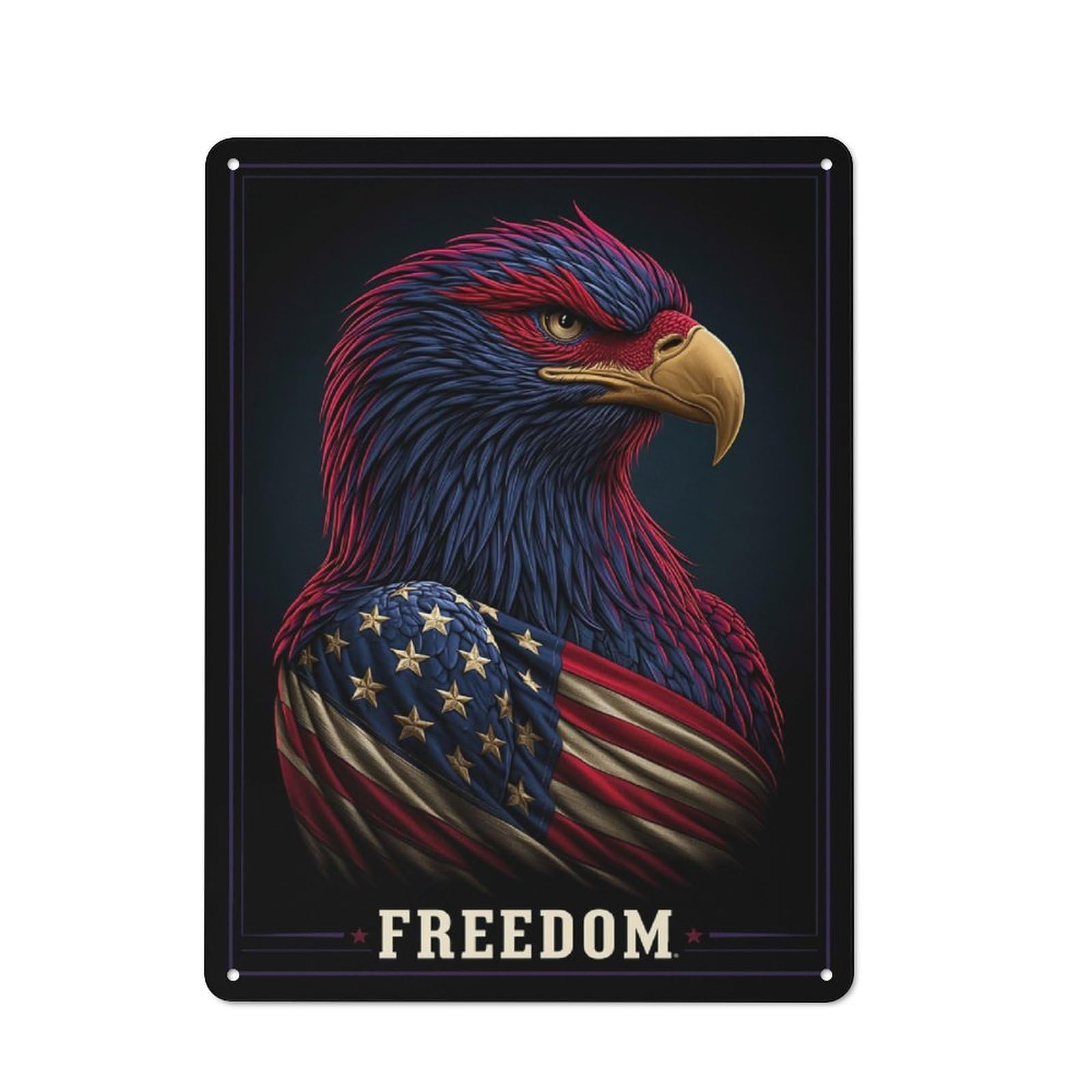 Vintage Tin Sign 40x30cm with Patriotic Eagle with American Flag for Kitchen Or Home Bar, Suited to Home Bar Enthusiasts