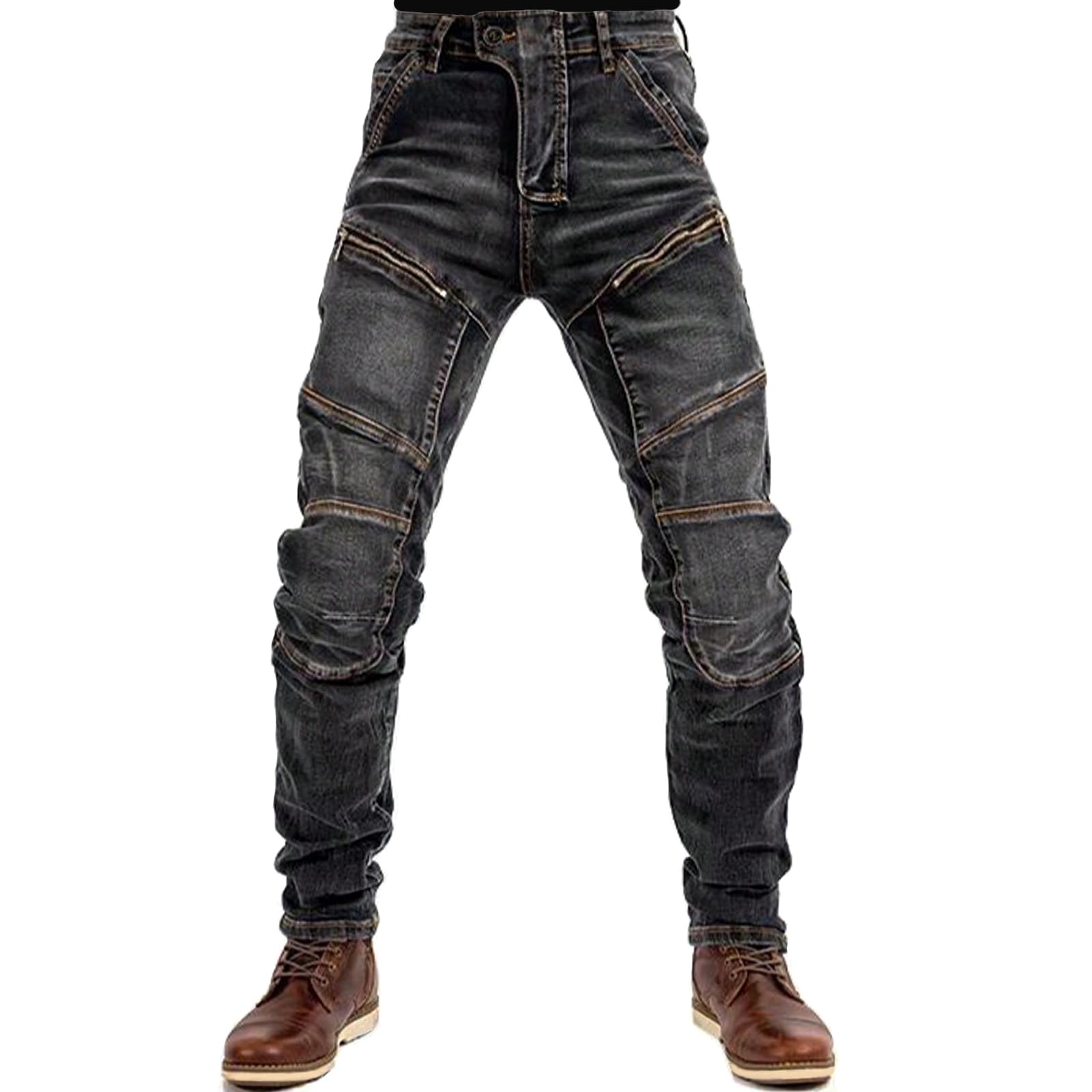 Motorcycle Riding Pants for Men Comfort Flex Waist & Dual Button Stretch Denim Casual Fit Motorbike Denim Jeans