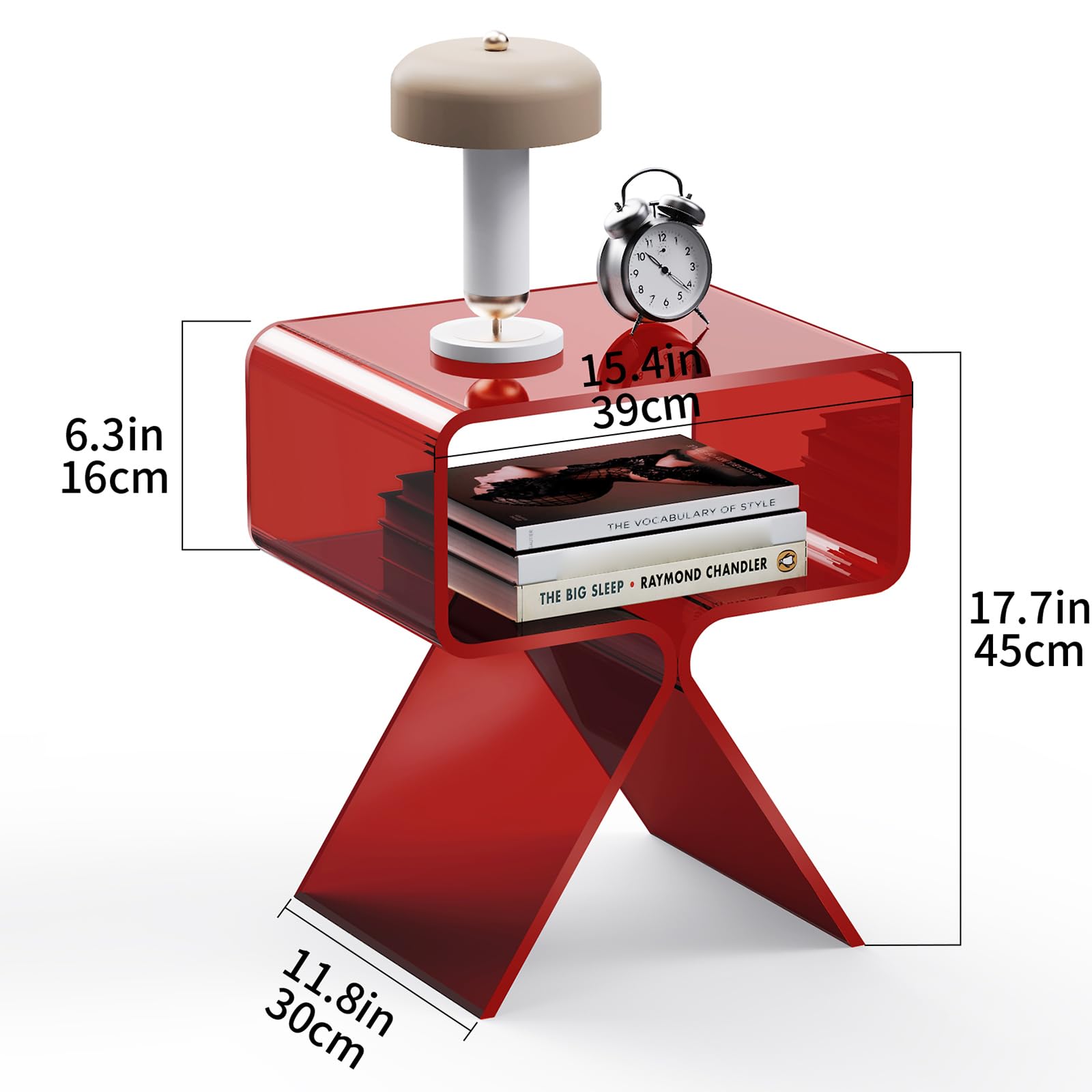solaround Tavolino da Salotto in Acrilico, Tavolino da comodino, Tavolino per Soggiorno (Rosso)