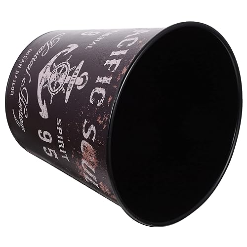 Yardwe Caja de botes de basura de estilo retro, material de hierro, sin tapa, cubo de papel desecho, contenedor de residuos decorativo, fácil de