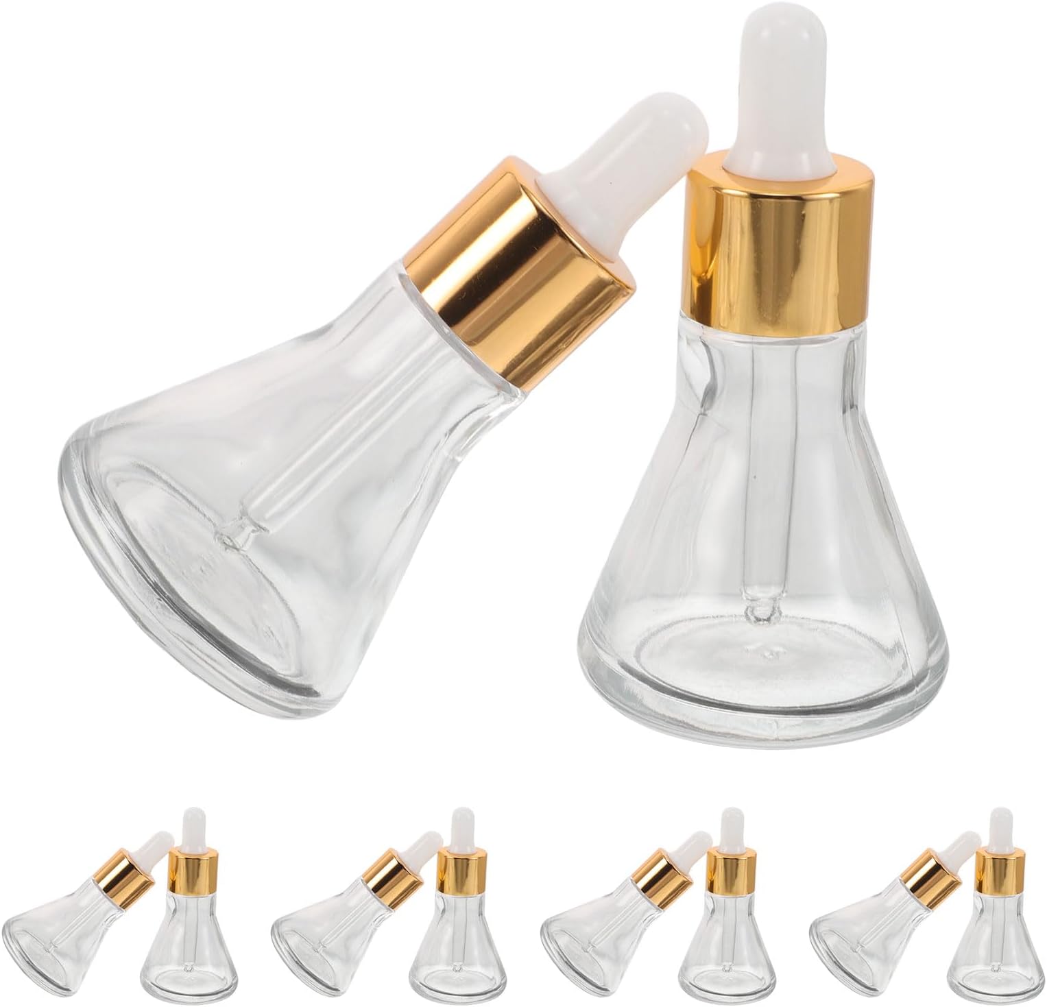 10pcs 30ml Conical Glass Dropper Bottles with Thick Bottom, Refillable Essential Oil and Serum Vials, Travel-friendly Mini Oil Dispenser for DIY Skincare and Aromatherapy