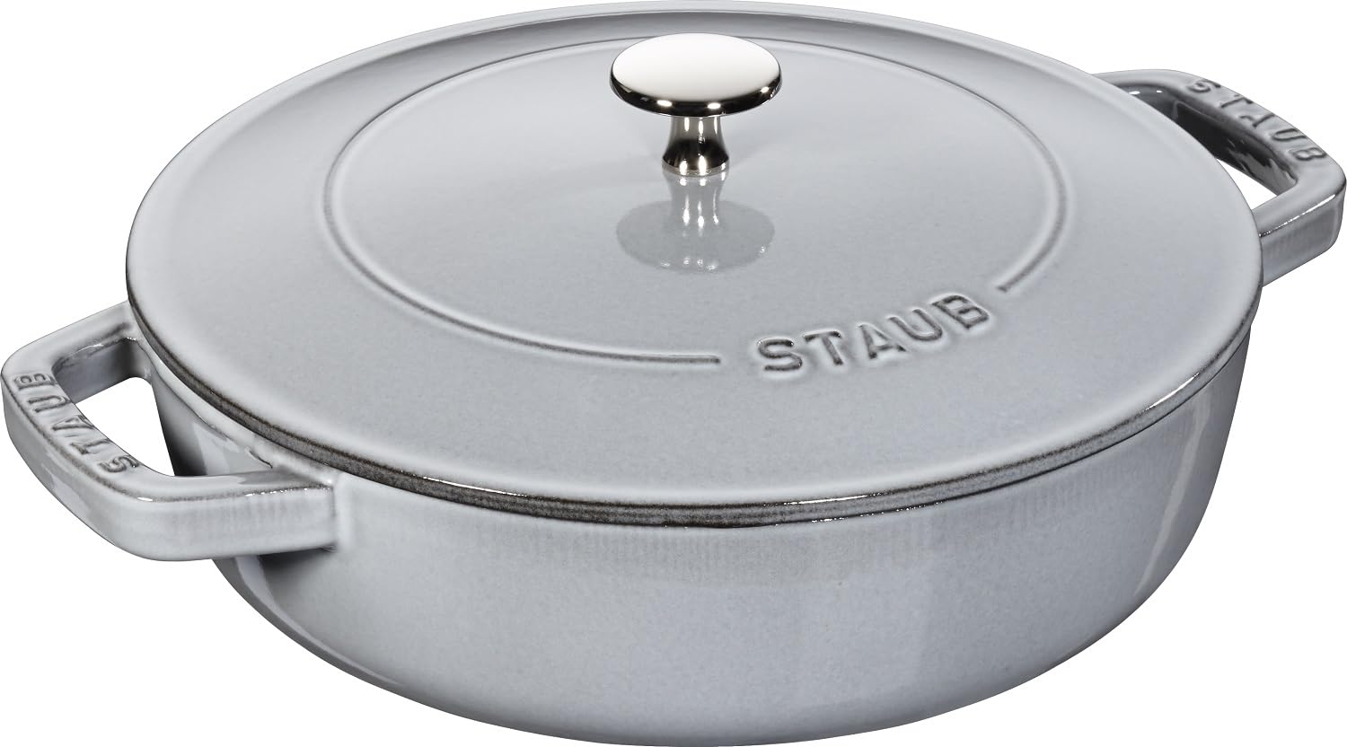 STAUB Schmorpfanne, Chistera Bräter, 24 cm, 2,5 L, Induktionsgeeignet, Aroma-Regen, Made in France, Graphit-Grau