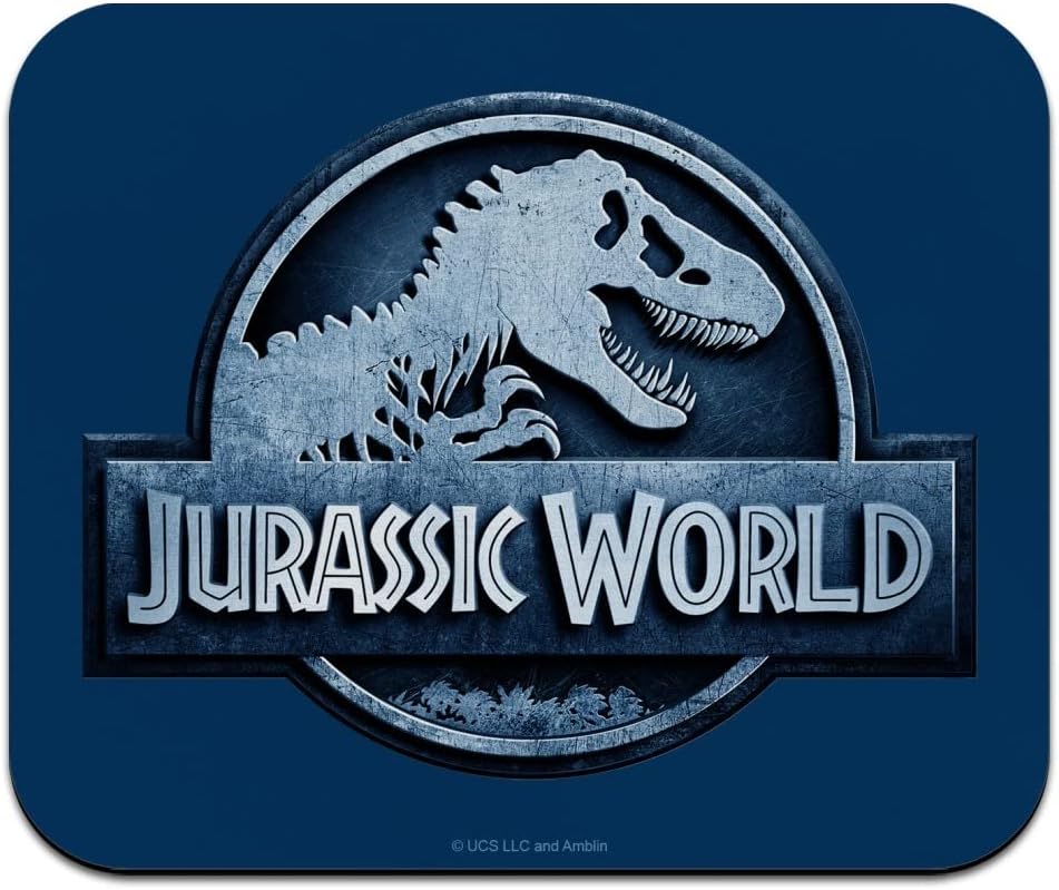 Jurassic World Blue Metal Logo Low Profile Thin Mouse Pad Mousepad