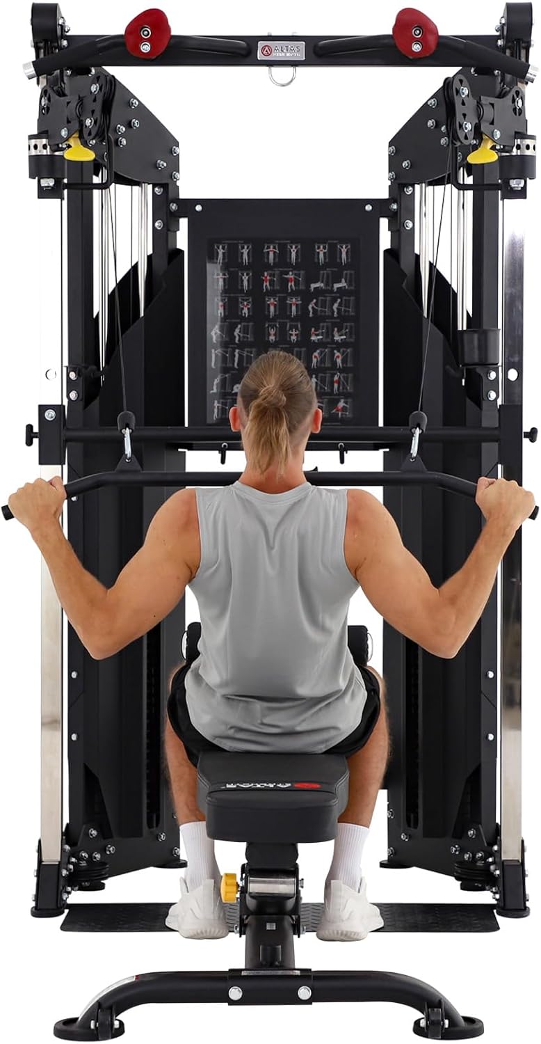 Altas Strength 3075 Cable Machine Home Gym with 1000 lbs Weight Capacity, 2000 lbs Cables, Strength Training Equipment Includes Accessories Light Commercial Fitness Versatile Workouts Easy Assembly