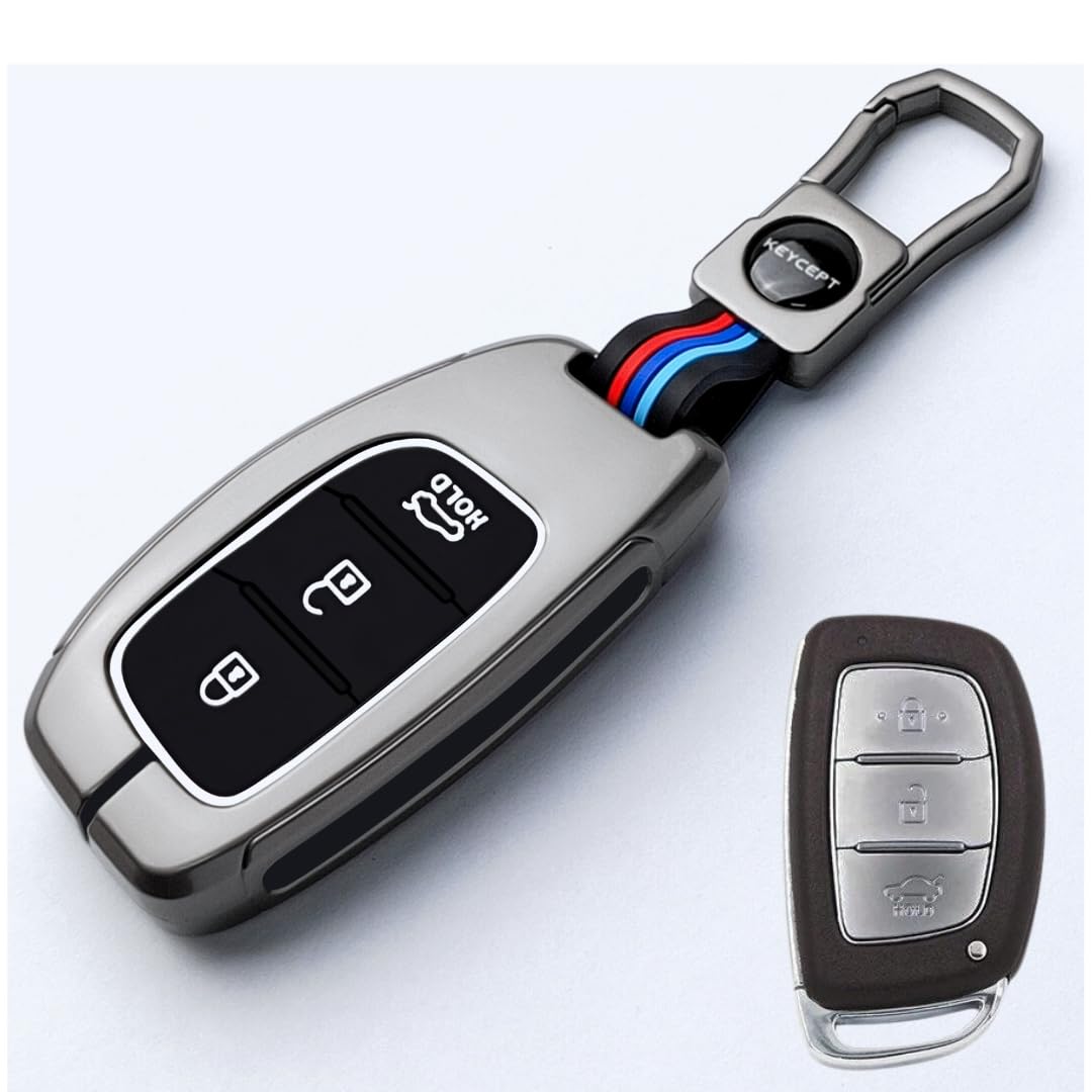 Keycept™ Metal Alloy Key Cover Compatible for Hyundai Grand i10 NIOS Asta | Venue | i20 | Aura | Creta | Exter | Elantra 3 Button Smart Key (Type M1).-image-44