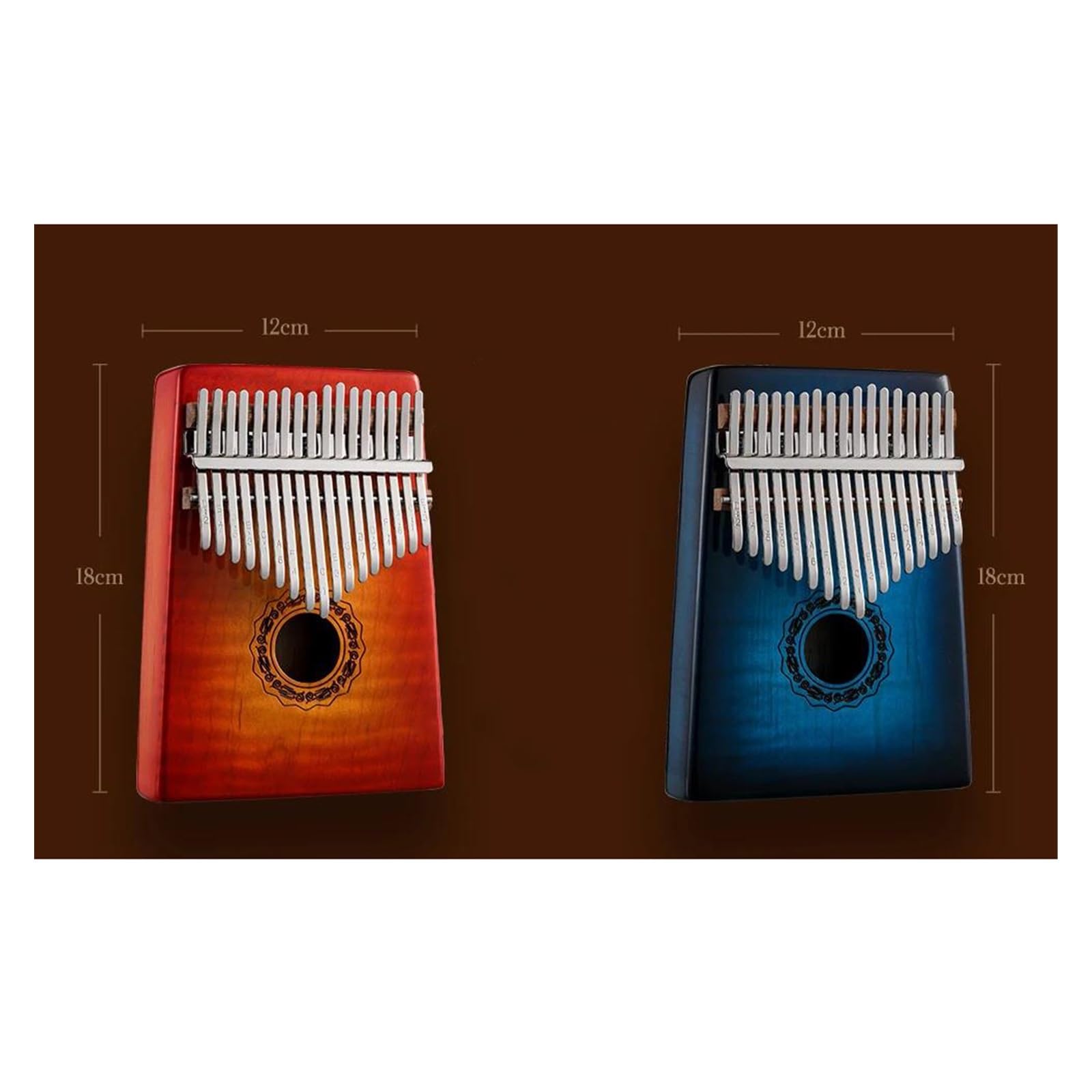 Kalimba De Arce De 17 Teclas Con Acabado Degradado Y Estuche Adecuado Para Principiantes Instrumentos Musicales Kalimba(Blue)