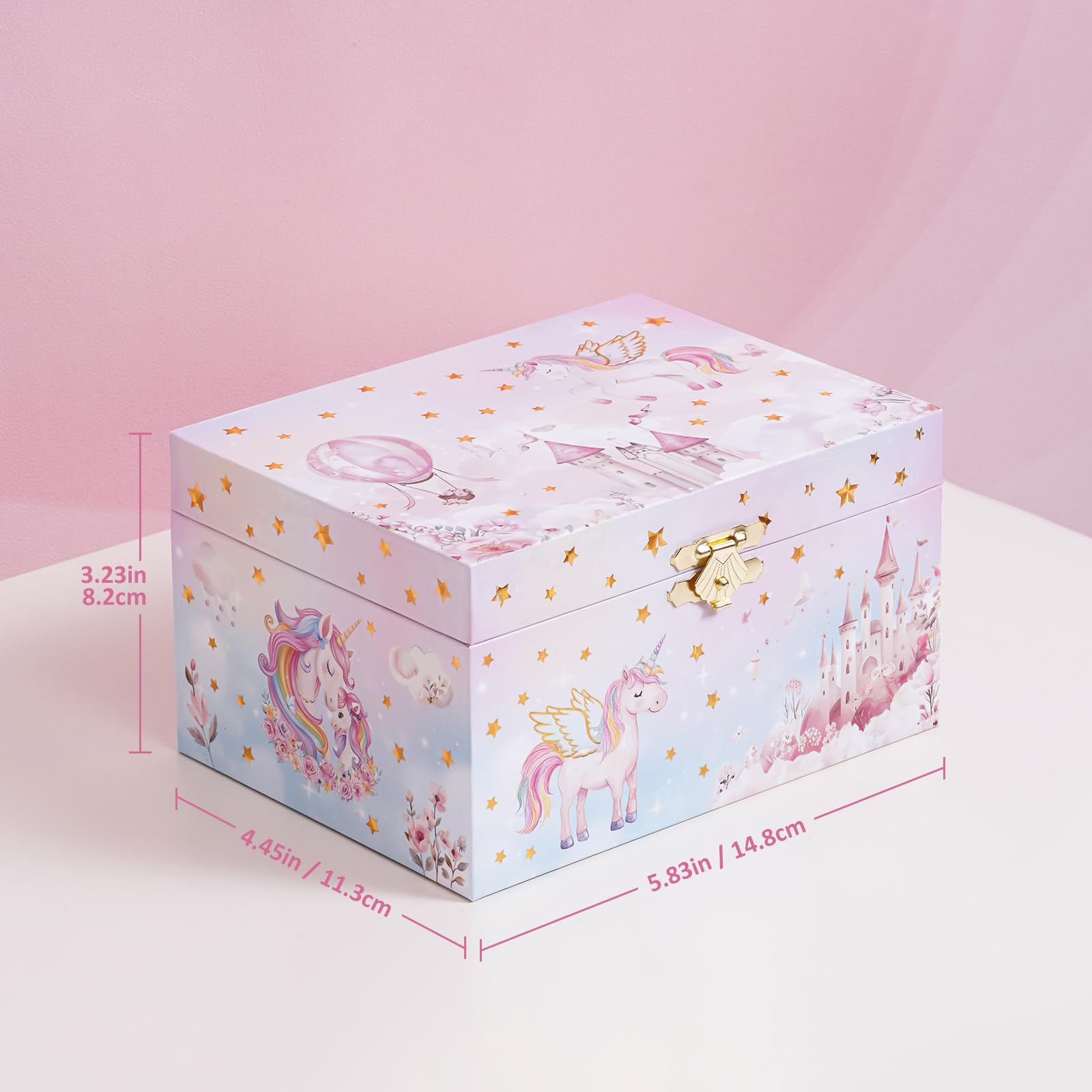 ProCase Unicorno Scatola di Gioielli per Le Ragazze, Bambini Scatole di Gioielli Musicali con Spinning Unicorn Doll, Regali di Compleanno per Le Bambine Bambini Bambino-Rosa (Scatola con Gioielli)