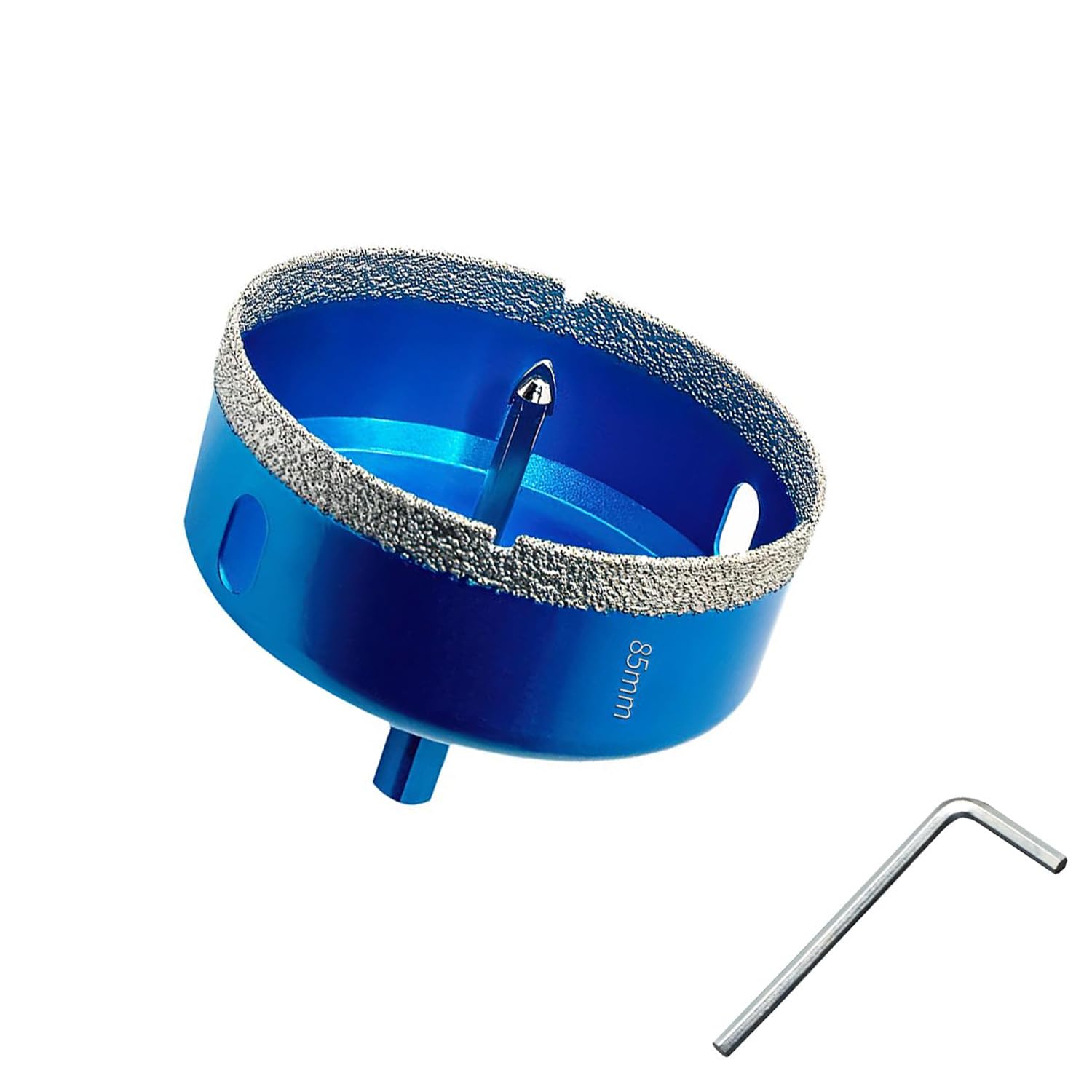85MM Diamond Hole Saw with Pilot Center Drill Bit,Glass Hole Saw Core Drill Bit with Diamond Surface Coating,Vacuum Brazed Diamond Core Hole Cutter for Tile,Porcelain,Glass