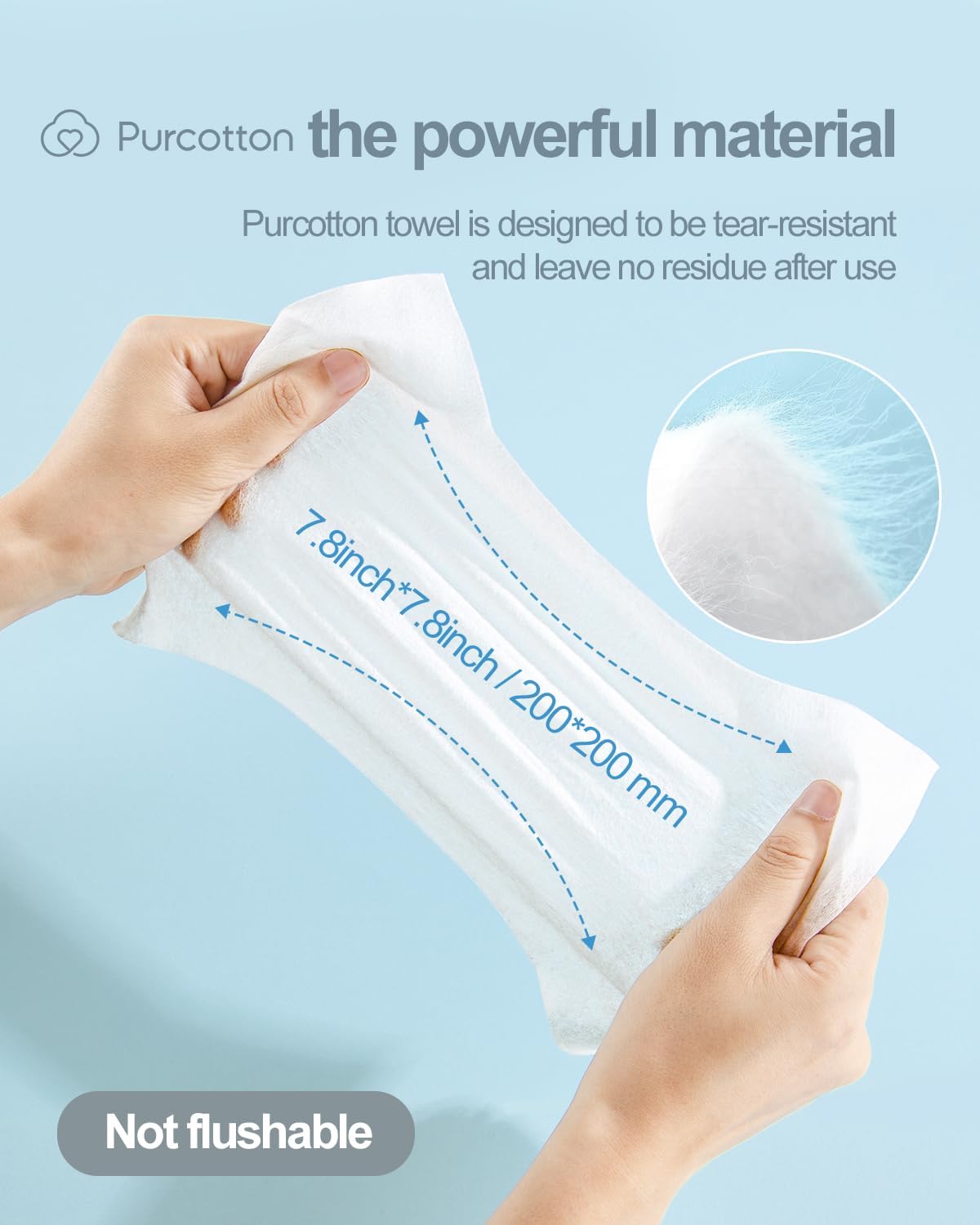 Purcotton Disposable Face Towel, 100% Cotton Dry Wipes, Biodegradable and Unscented Cotton Tissue, 300 Ct Face Cloths for Makeup Removing, Skin Care, Traveling, 20 x 20 cm 8 611CktW DyL. AC SL1500