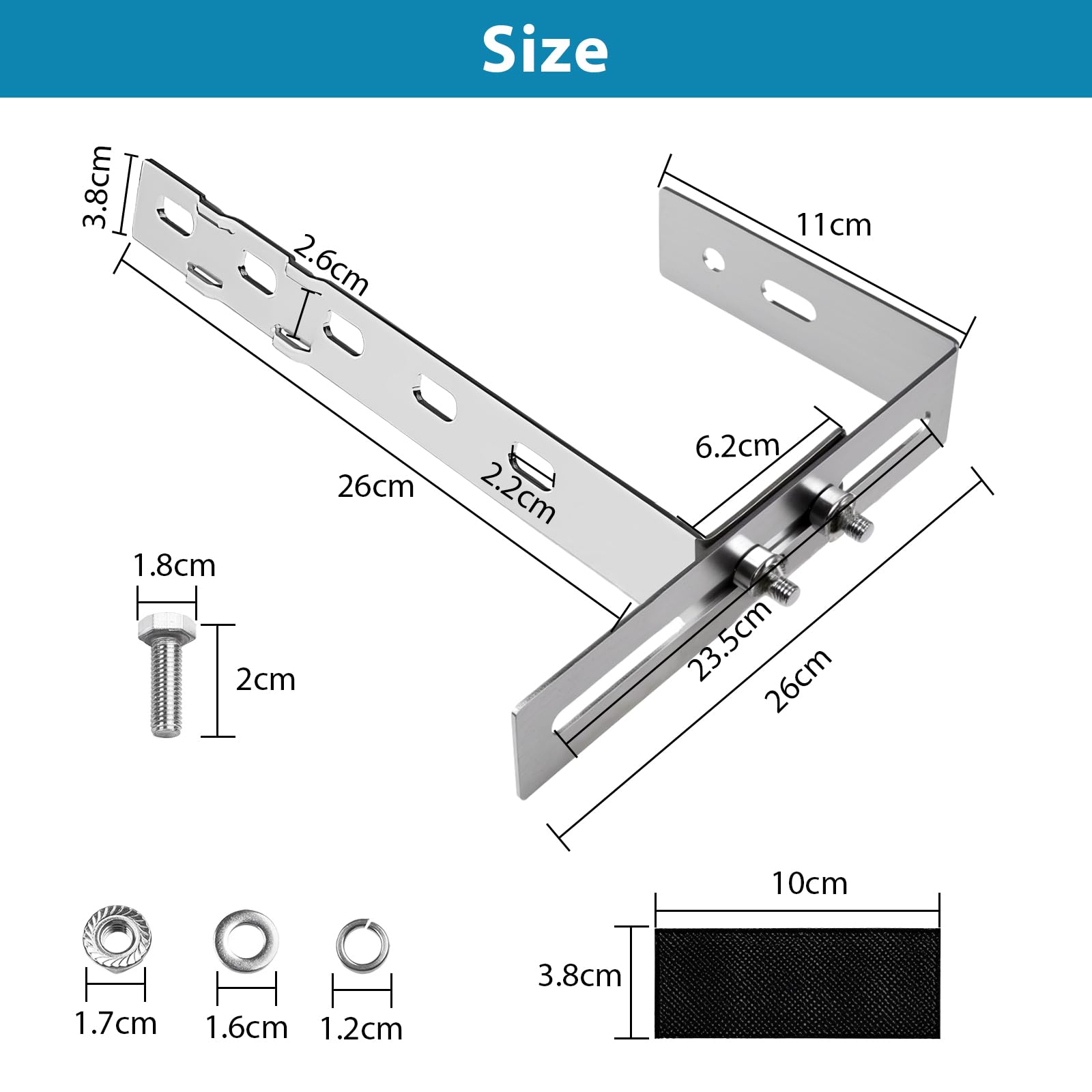 Soporte Placas Solares, 6-18cm Ajustables Sin Taladro, Soportes Para Módulos Fotovoltaicos, Kit Placas Solares Adecuado Para Barandillas de Balcón y Techos Planos