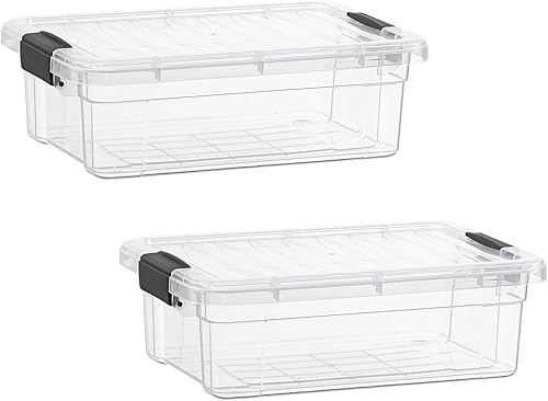 Superio Cajas de almacenamiento transparentes con tapas, contenedores de plástico de 4.5 cuartos de galón para organizar, cajas apilables, sin BPA,