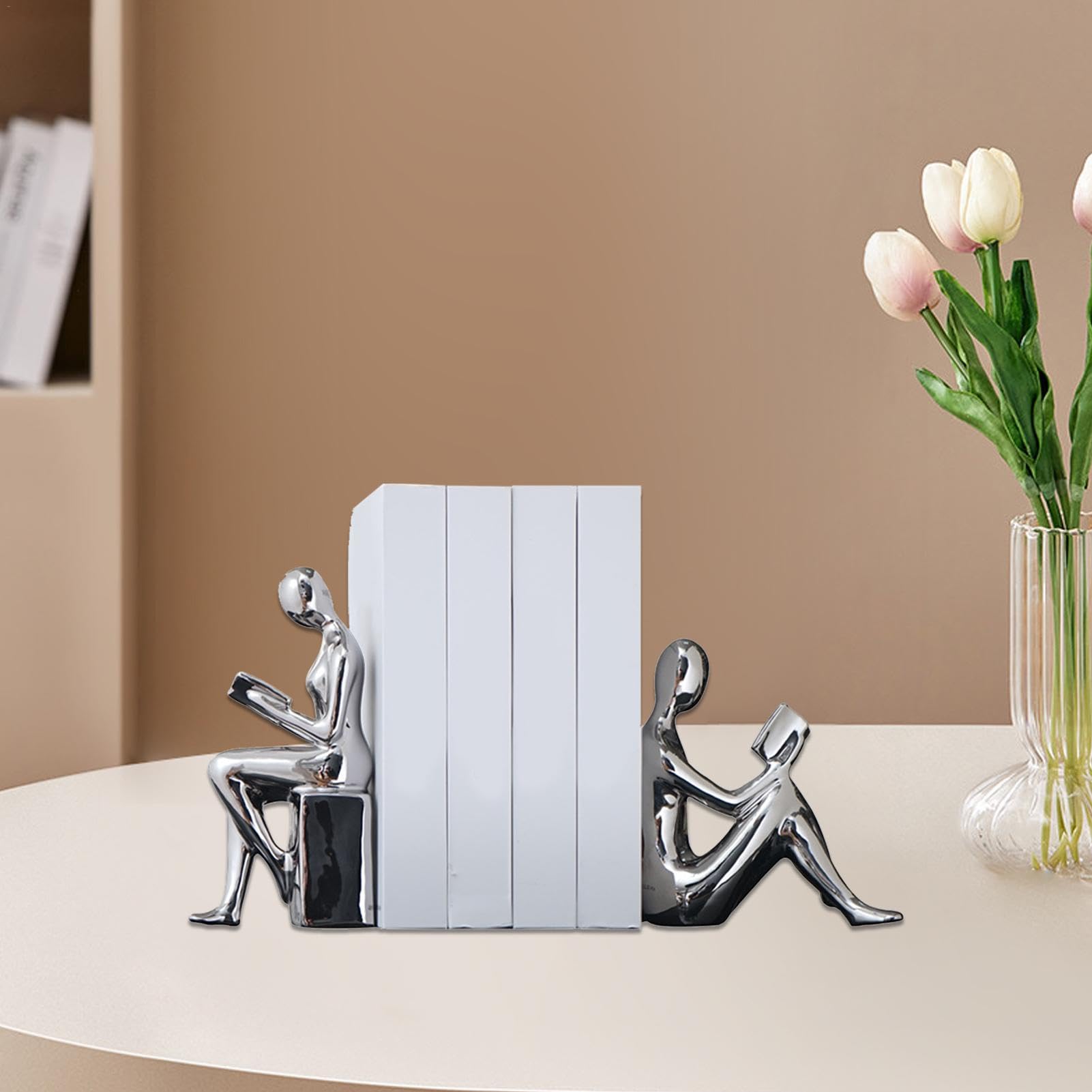 Dekorative Buchstützen für schwere Bücher, 2 x abstraktes Statuen-Design
