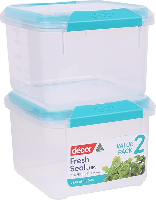 Décor Large Food Storage Containers 2 Pack 2 x 1.4L Reusable