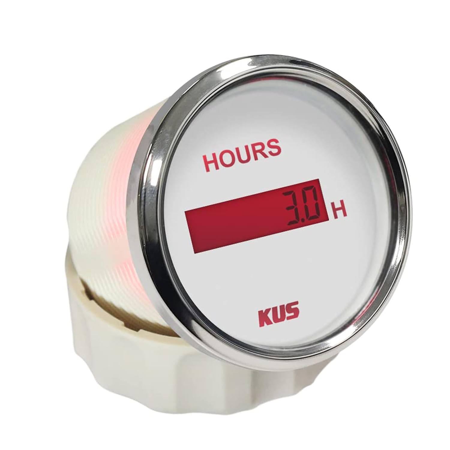 52mm 2" Digital Hourmeter Hour Gauge for Generators ， 0-99999.9H Backlit Hour Meter ， 12V/24V Universal Waterproof for Auto Tractor Boat RV Marine Carav (White)