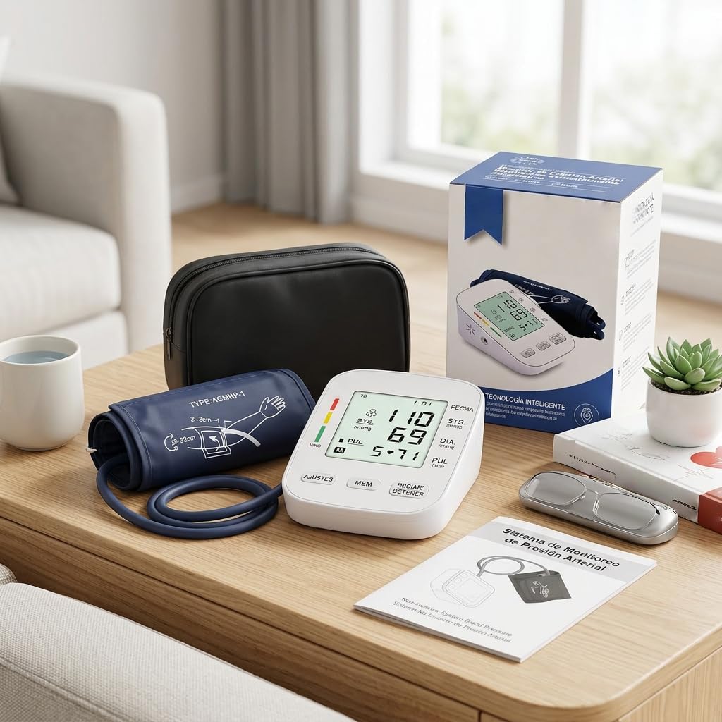 Oryzon Blood Pressure Monitor V1 Pro – Tensiómetro de Brazo Digital con Pantalla LCD Detección Arritmias Manguito Ajustable USB y Pilas para Control Diario