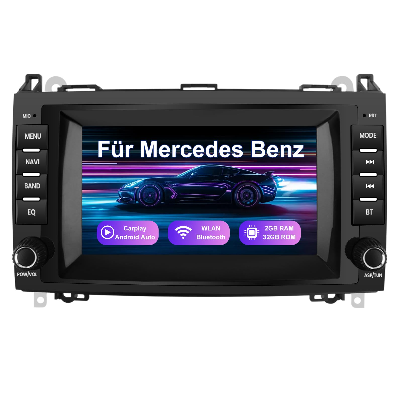 Junsun Autoradio für Mercedes A-Class W169 B-Class W245 Viano Vito W639 Sprinter W906 | Android 12 | 8 Zoll Touchscreen | 2GB RAM + 32GB ROM | CarPlay & Android Auto | Bluetooth