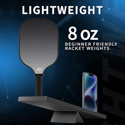 Miniatura 5 de 99.9% T300 Carbon Fiber Lightweight Pickleball Paddles Set of 2 Indoor Outdoor Games Equipment Beginner Intermediate Pro Sports Accessories Gifts