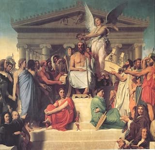 ZhiChengHflBM Famous Painting Canvas Wall Art Art Canvas Picture the Apotheosis of Homer by Jean Auguste Ingres Poster Artwork for Home Decor 60x90cm