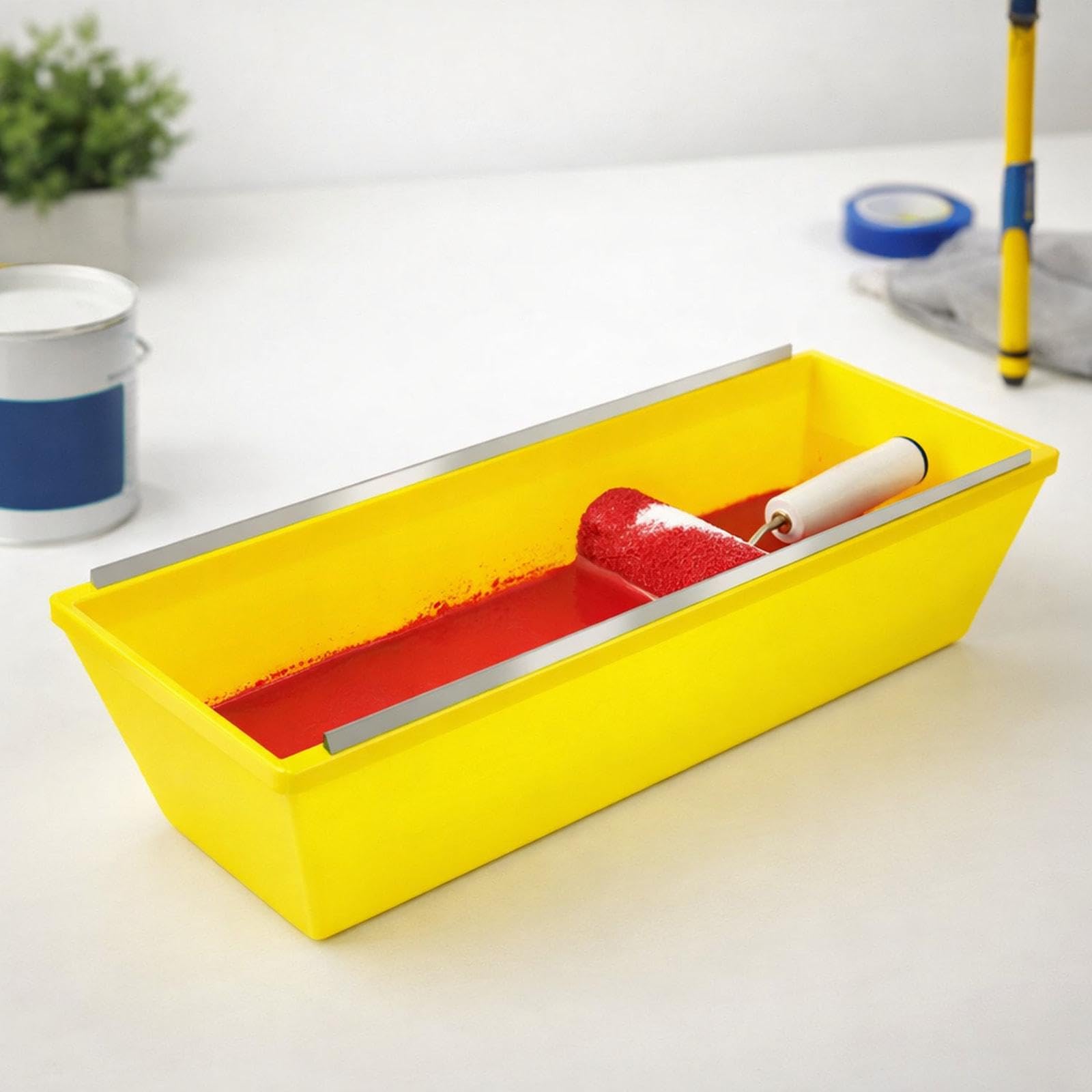 Fenteer Bac à enduit de 35,5 cm (14 pouces) - Grande capacité - Nettoyage facile - Haute résistance - Bac à peinture pour cloisons sèches, Jaune
