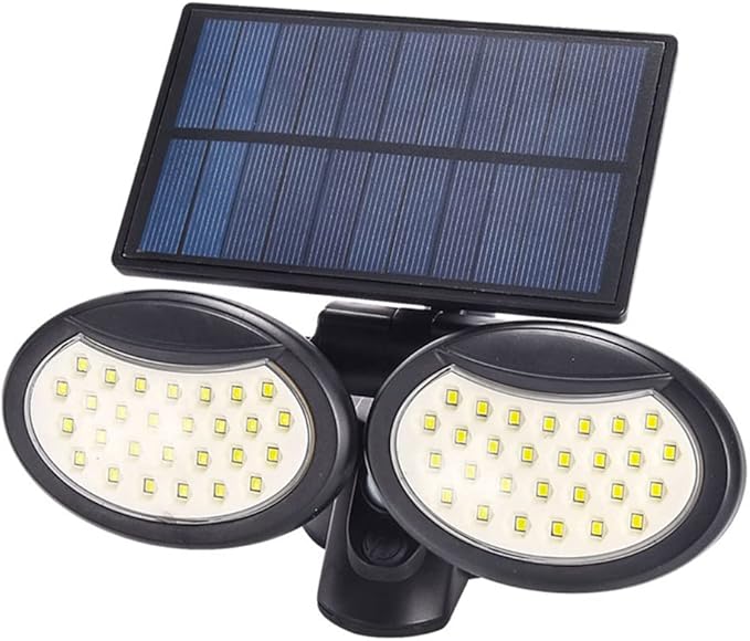 BAZIGA Outdoor Solar Light, LED IP65 Waterdicht Solar Light Human Motion Sensor Outdoor Garden Yard Wandlamp, 2 verstelbare koppen 270 ° brede verlichting