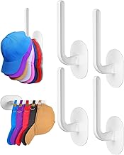 Eiito Hat Rack for Wall(4 Pack),Hat Organizer for Baseball Caps,Multi-Purpose Hat Rack,Hat Organizer Holds 10 Caps,Two Mounting Options,Self-Adhesive and Drilled (White)