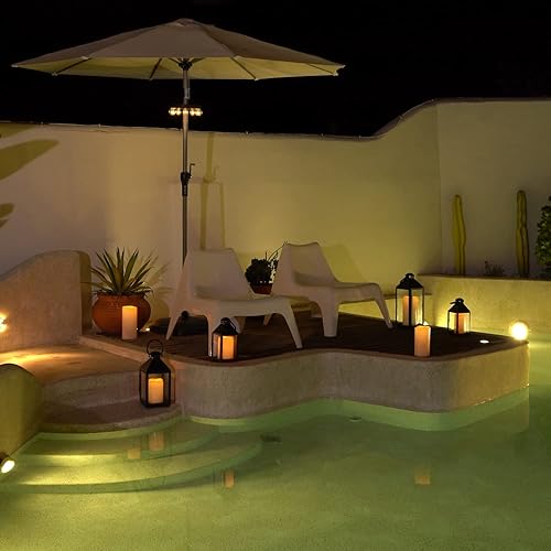 Miniatura 6 de 5plots Velas de pilar LED parpadeantes de 4 x 8 pulgadas para exteriores, impermeables, sin llama, funcionan con pilas, con control remoto y