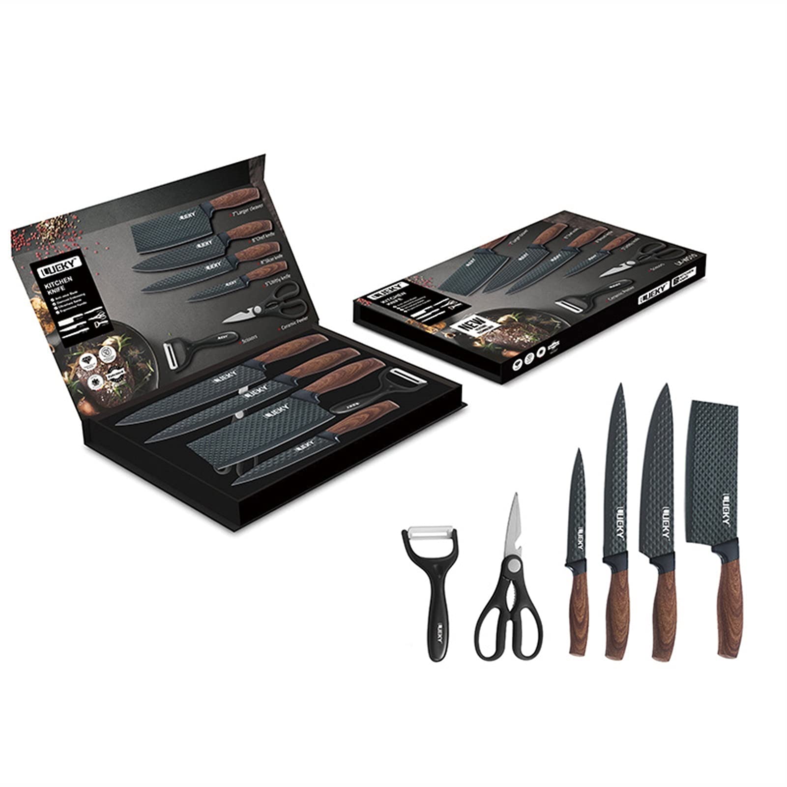 Kitchen Knife Forged Kitchen Knives 6Pcs Set Handmade Stainless