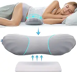 RESTCLOUD Almofada de suporte lombar ajustável para dormir com espuma viscoelástica para alívio da dor nas costas e dormir, almofada de suporte lombar para cama e cadeira