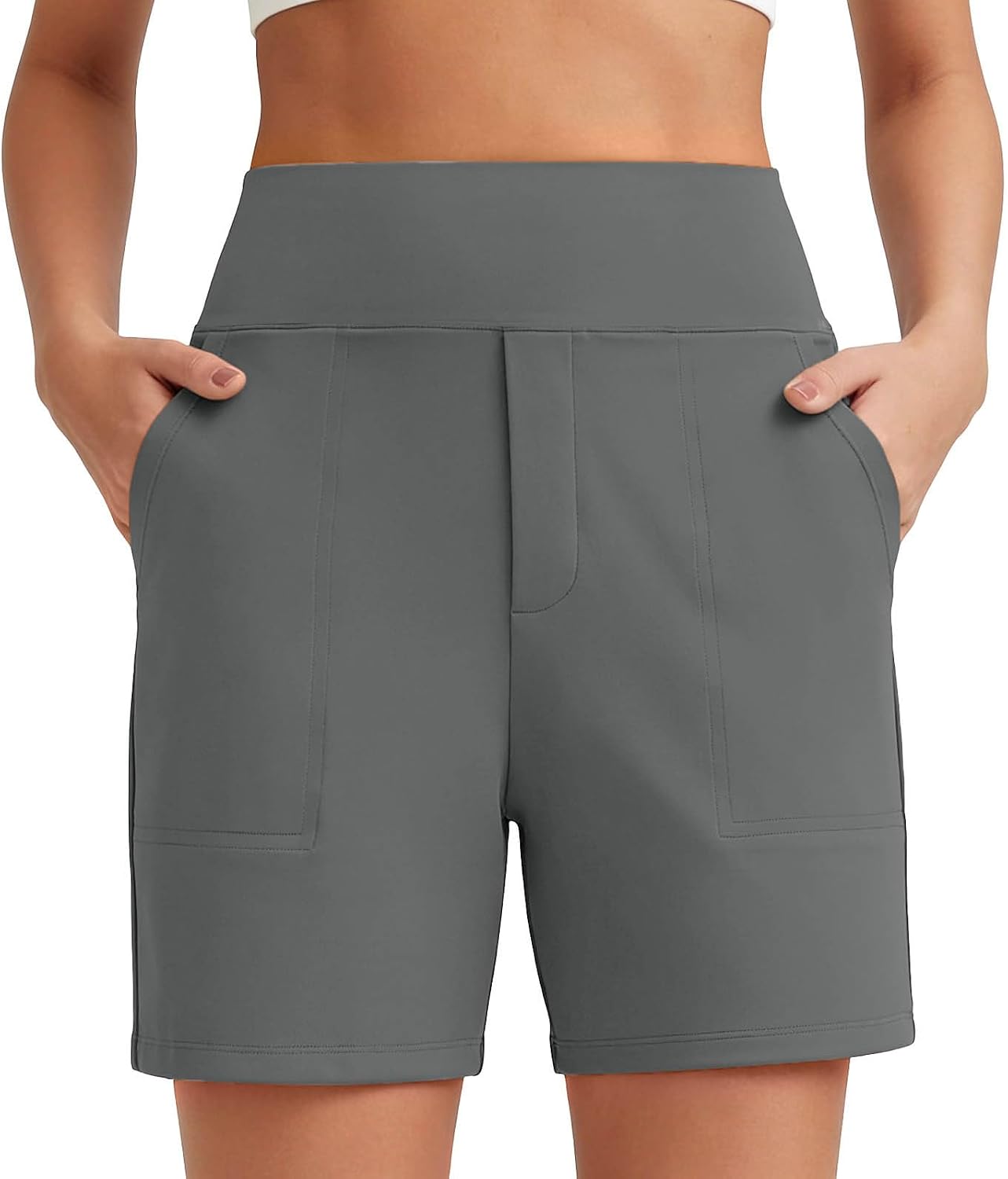 Athletic Yoga Shorts for Women High Waisted Stretchy Casual Shorts Summer Tummy Control Workout Bottom with Pockets