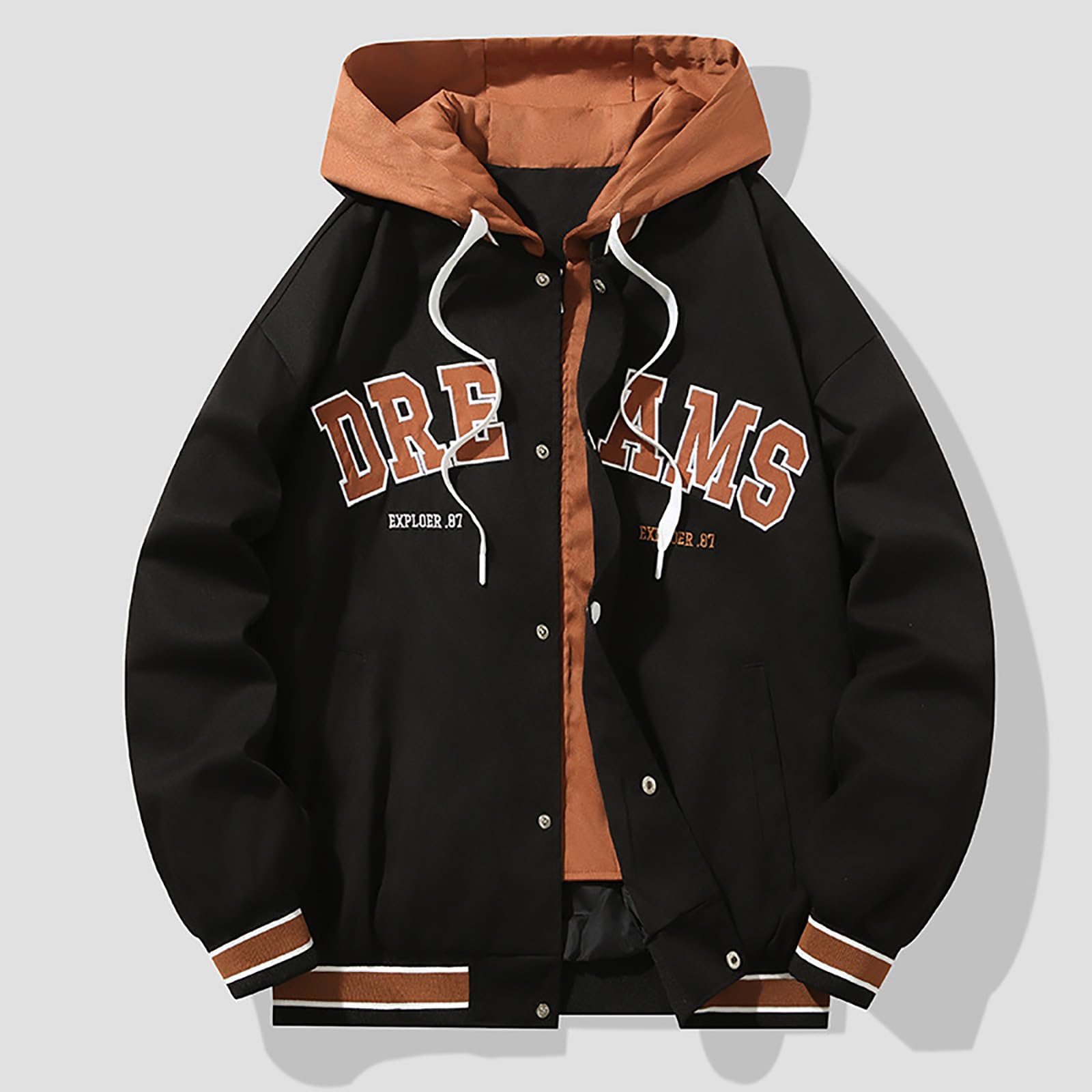 Generisch Winterjacke Herren Frühling und Casual Kapuzenjacke Street Trend Baseball Kleidung Bestickte Top Jacke