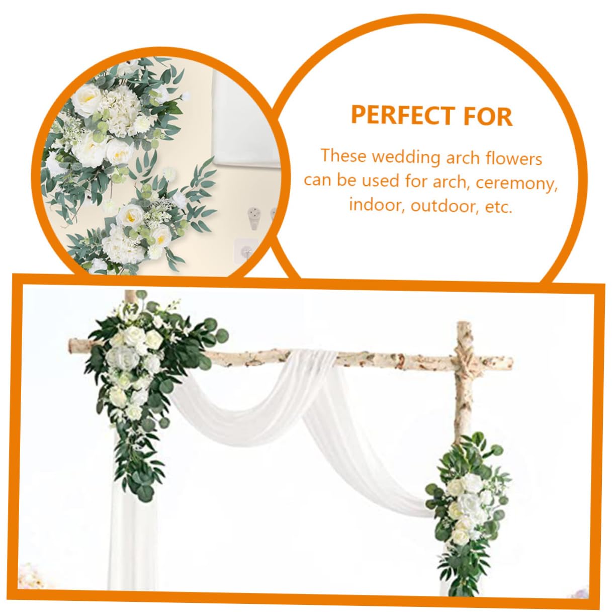 Cabilock Juego de Flores Artificiales White de Bodas Apariencia y Tela de Gasa, Adecuado y Centros de Mesa Elegantes