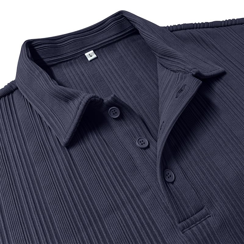 Polo texturizado para hombre, manga corta, casual y elástico, ideal para golf, verano, vacaciones y playa miniatura 4