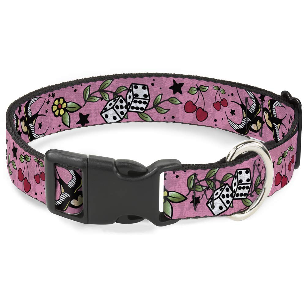 Pince à col rose Lucky Close-up Buckle Down en plastique rigide et ajustable
